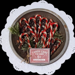 Chenille Candy Canes (Set of 12): Primitive Christmas Ornaments, Grungy or Natural