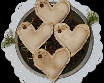 4 Primitive Farmhouse LOVE Country VALENTINE HEARTS Grungy Rustic Bowl Fillers Ornies Ornaments Tucks Tablescapes Tiered Tray Décor Accents