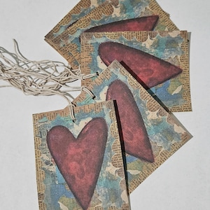 Lot de 9 étiquettes volantes en papier cartonné épais kraft brun, amour coeur rouge 14 février, cravates cadeaux Scrapbooking Ornies Tree FÊTE