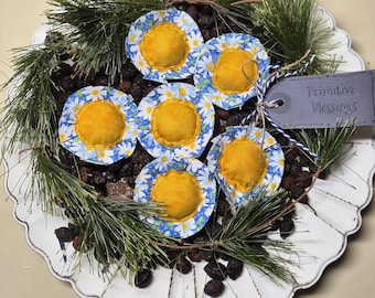 6 Floral Yellow and Blue Sunflowers Flowers Bowl Fillers Ornies Ornaments Tucks Tiered Tray