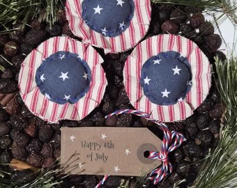 3 Red White Blue Americana July 4 Floral Sunflowers Bowl Fillers Accents