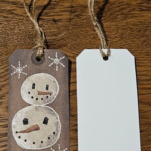 2 Different Styles of 6 Primitive Snowman Christmas Holiday Hang Tags ...
