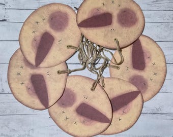 Rustic Snowman Christmas Hang Tags: Primitive Farmhouse Ornaments; Set of 6 GIFT TAGS