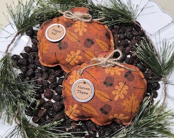 Primitive Halloween Pumpkin Ornament, Farmhouse Bowl Filler, Grungy or Natural