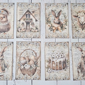 8 Boho Páscoa Coelho Cordeiro Chick Floral LINDO Pendurar Etiquetas Cartões arredondados Presente Gravatas Enfeites de árvore Ornies Scrapbooking Festa Acentos Decoração