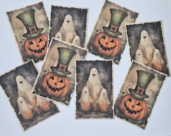 Halloween Hang Tags, Ghost and Jack O' Lantern Ornaments (Set of 8)
