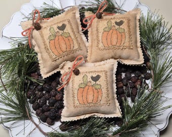 Individually Priced Primitive Grungy Halloween Pumpkin Crow Bowl Filler: Farmhouse Fall Decor