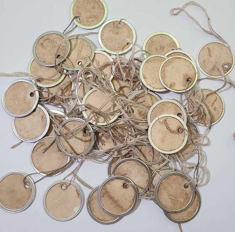 1 1/4 Inch Diameter Primitive Metal Rimmed Hang Tags Gift Ties Etsy