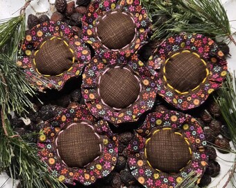 6 Brown Floral Sunflowers Mini Flowers Bowl Fillers Tiered Tray Décor Tablescapes