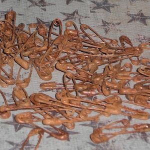 3/4"  1.1" or 1.5" 1.75" Primitive Rusty Safety Pins Supplies for Crafting Scrapbooking Ornies Dollies Choice of 25, 50, 100 or mixture