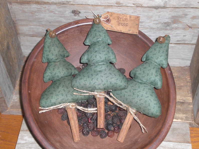Handmade Primitive Mustard Plaid Flower Ornies//Bowl Fillers Set of 6