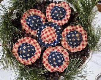 6 Red White Blue Americana July 4 Floral Sunflowers Bowl Fillers Accents