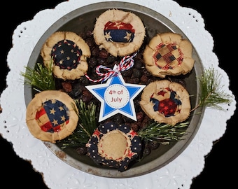 6 Primitive Patriotic Farmhouse Americana USA July 4 Red White and Blue Sunflowers Grungy Flowers Bowl Fillers Ornies Ornaments Tucks Decor