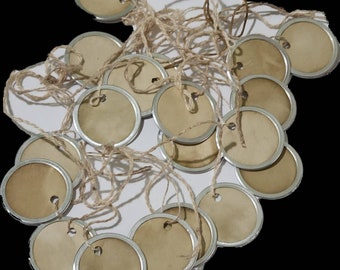 1 1/4 Zoll Durchmesser Primitive Metall umrandet hängen Tags Geschenk Krawatten für Puppen Geschenke DIY Scrapbooking Preisschilder Verzierungen Handwerk