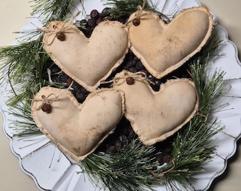 Primitive Farmhouse Heart Bowl Fillers: Rustic Valentine Ornaments