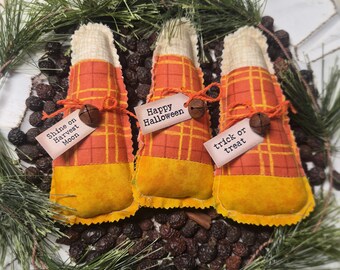 Primitive Farmhouse Candy Corn HALLOWEEN Ornaments: Fall Tiered Tray Decor