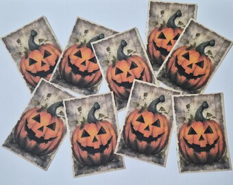 Halloween Hang Tags, Pumpkin Jack O' Lantern Ornaments (Set of 9)