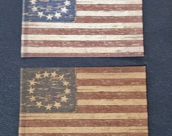 Juego de 9 etiquetas colgantes con la bandera de Betsy Ross: Decoración de estilo primitivo americano.