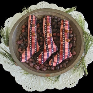 3 Primitive Grungy Farmhouse July 4 USA Americana Patriotic Red White and Blue Stockings Ornies Ornaments Tiered Tray Tucks Bowl Fillers