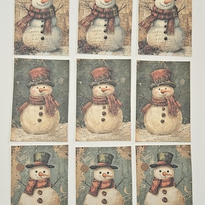 9 ETICHETTE per Natale in stile rustico con pupazzi di neve, cartellini appesi, biglietti arrotondati, fascette regalo, decorazioni per l'albero, decorazioni per il diario, decorazioni invernali per la tavola