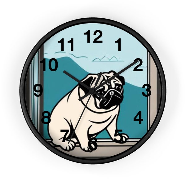Pug Dog Custom Wall Clock - "Bart"