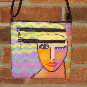 Hand Painted Crossbody Purse,Shoulder Bag,Handbag,Original Abstract Art,Vegan Leather,Faux Leather,Colorful,Funky,Unique,Artistic