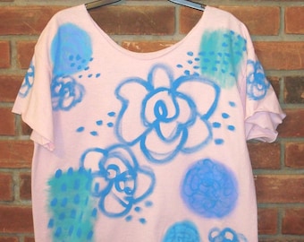 Made to Order Colorful Abstract Flower Art to Wear Raw Edge T-shirt Top Shirt