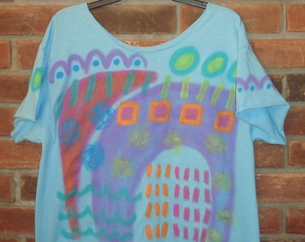 Made to Order Hand Painted Abstract Art to Wear Raw Edge T-shirt Top Shirt