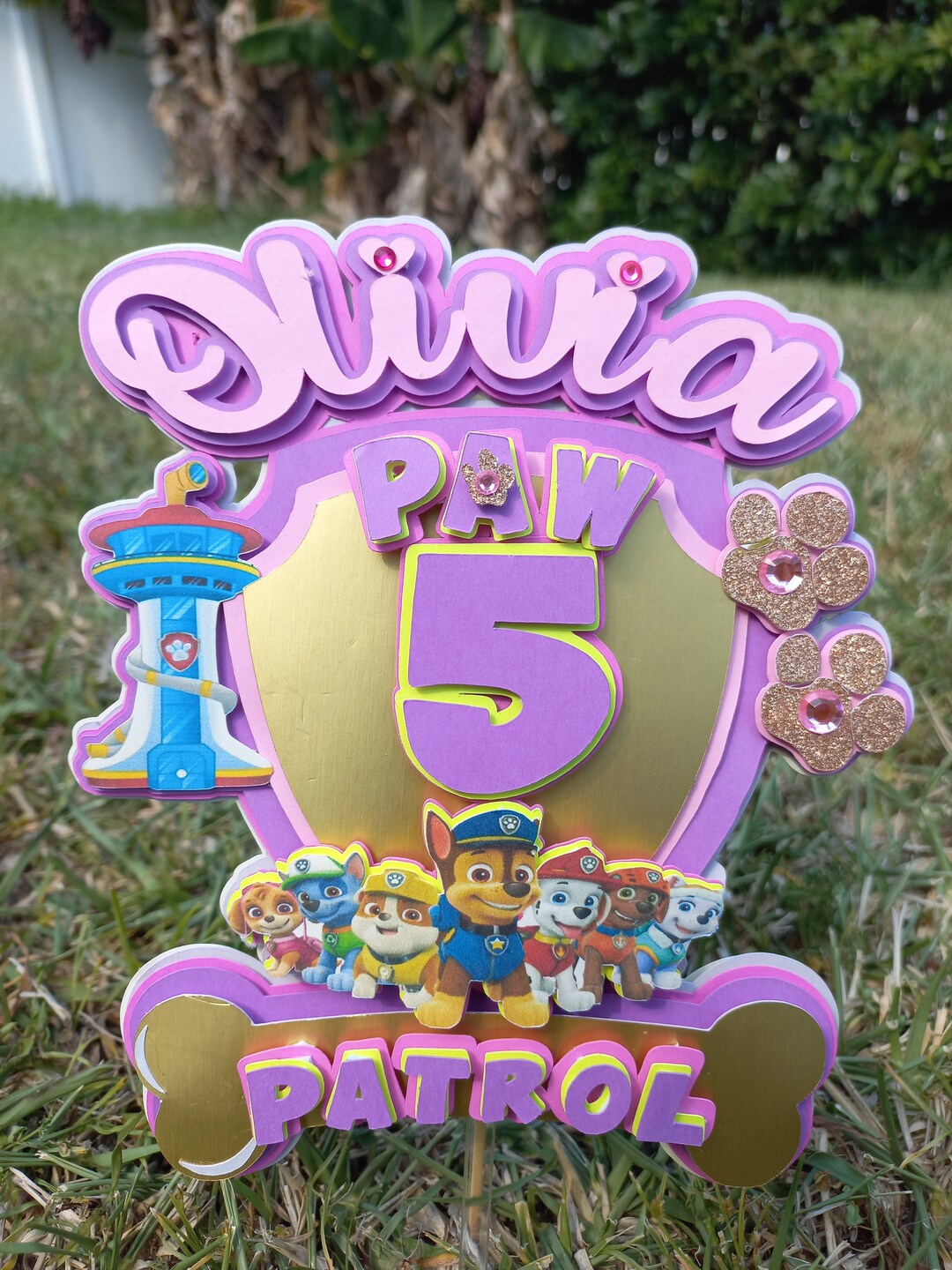 Little Puppies Birthday Cake Pink Topper: Puppie Paw - Etsy