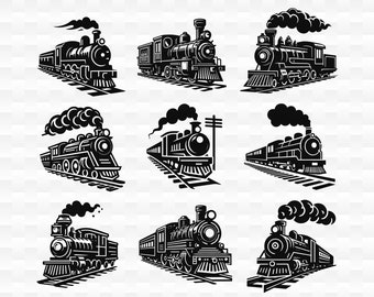 Locomotive Train SVG Bundle, Old Train Clipart (Digital Download)