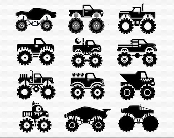 Monster Truck SVG Bundle, Vehicle Clipart (Digital Download)