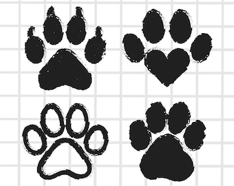 Handgezeichnete Pfotenabdrücke SVG, Tier Pfote Clipart (digitaler Download)