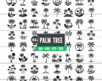 Paquete SVG de palmeras, imágenes prediseñadas tropicales (más de 65 archivos)