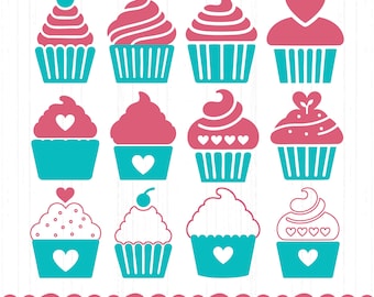 Cupcake SVG Clipart Bundle, Sweet Treats Cut Files (Digital Download)