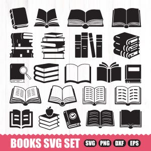 Books SVG Bundle, Books SVG, Book Cut Files, Books Clipart, Books Silhouette, Book Svg, Books Bundle Svg, Stack of Books Svg, Book Png