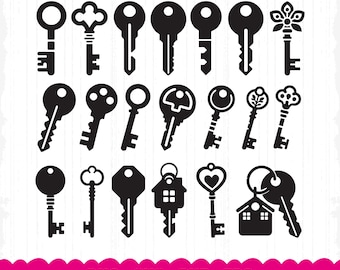 Vintage Key SVG Bundle, Antique Keys Clipart (Digital Download)