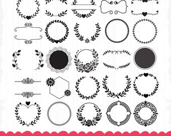 Monogram Frame SVG Bundle, Floral Wreath, Wedding (Digital Download)