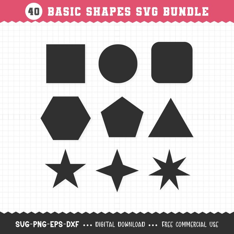 Basic Shape SVG Bundle / Basic Shape PNG Bundle / Shapes SVG / Label ...