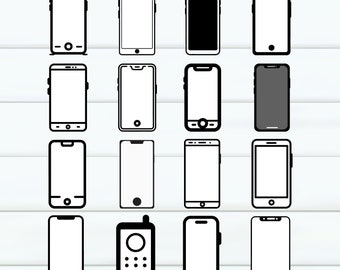 Phone SVG Clipart Bundle, Mobile Phone Template (Digital Download)