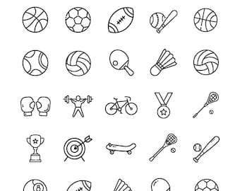 25 Sports Balls SVG PNG Clipart Bundle (Digital Download)