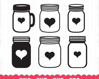 Mason Jar SVG Clipart, Jar Silhouette Cut File (Digital Download)