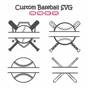 Baseball Monogramm, benutzerdefinierter Baseball, Baseball Bundle SVG, Split-Rahmen SVG, Split-Namensschild, Split-Namen-Svg, Namensmonogramm-Svg, Baseball SVG