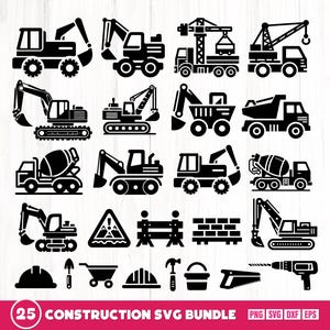 Bouw SVG, bouw png, bouw clipart, bouw thema, graafmachine SVG, Cricut bouw, bouwvoertuig