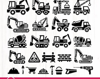 Paquete SVG de vehículo de construcción, excavadora, Cricut (descarga digital)