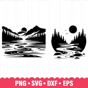 Landscape Svg, River Scene Svg, Nature Scene Svg, Mountain Scene Svg, Mountain Forest Svg, Forest Scene Svg, Forest Svg, Woodland Svg