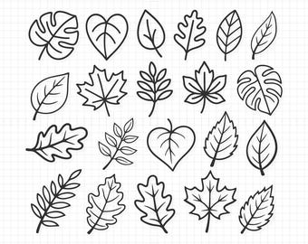 Hand Drawn Leaves SVG / Leaf Outlines SVG / Leaf SVG Bundle / Leaves Svg Bundle / Autumn Leaf Svg / Leaf Cut File / Instant Download