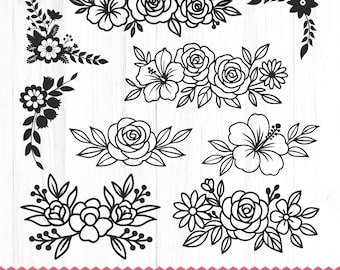 Bloemenrand SVG, bloemstuk, bruiloftbloem (digitale download)