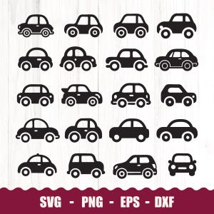 Paquete SVG de coche, archivo SVG de coche, icono de coche, SVG de coche, archivo de corte de coche, silueta de coche, vector de coche, PNG de coche, clipart de coche, corte láser de coche