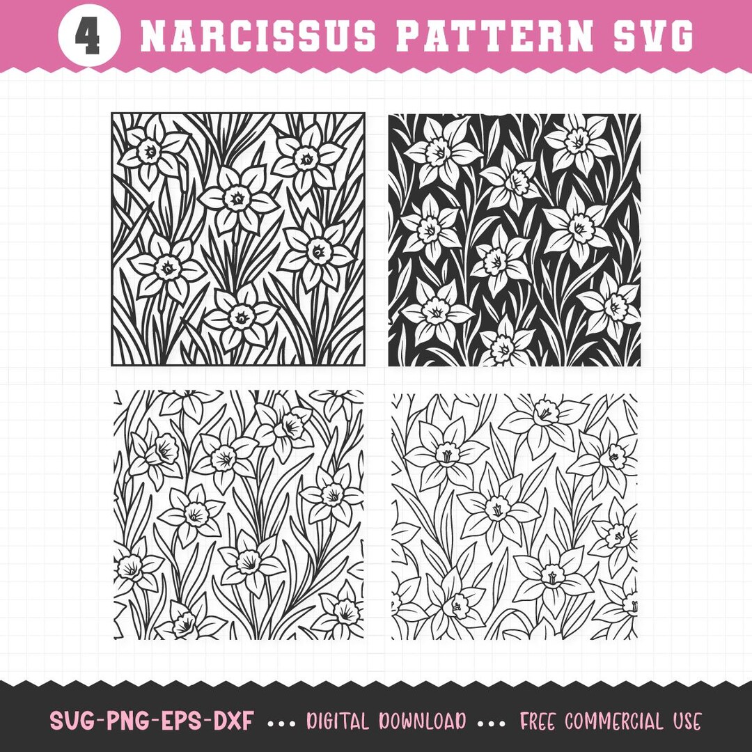 Seamless Narcissus Flower SVG Pattern, Seamless Narcissus Patterns ...