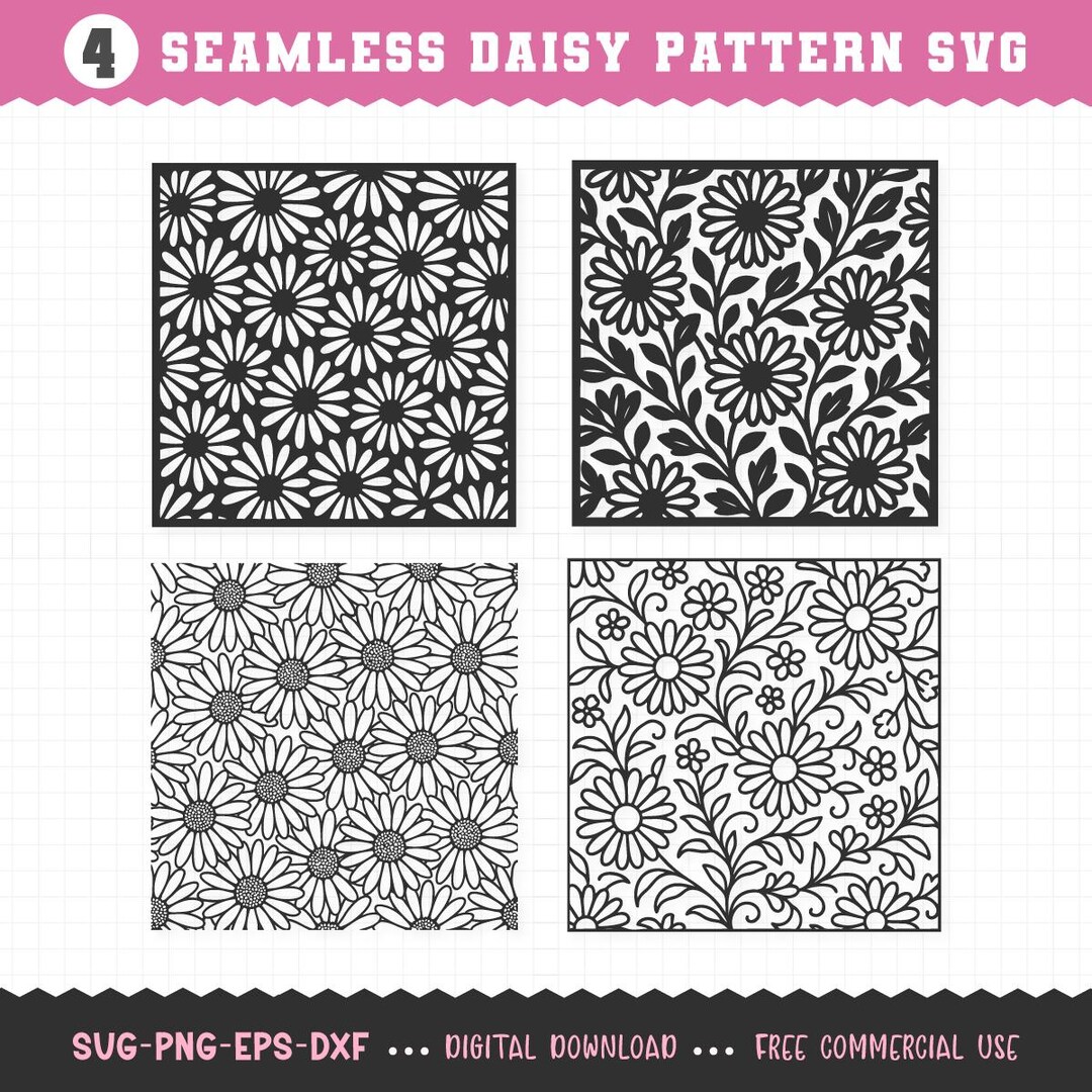 Daisy Pattern SVG, Seamless Daisy SVG, Daisy Pattern, Daisy Print ...